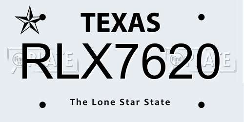 RLX7620 Texas License Plate