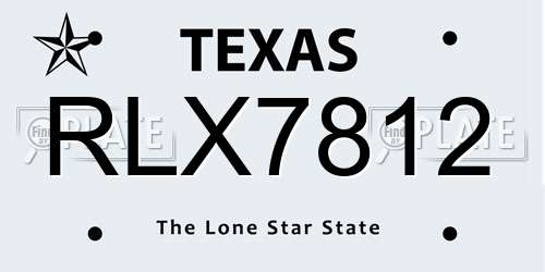 RLX7812 Texas License Plate