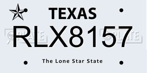 RLX8157 Texas License Plate