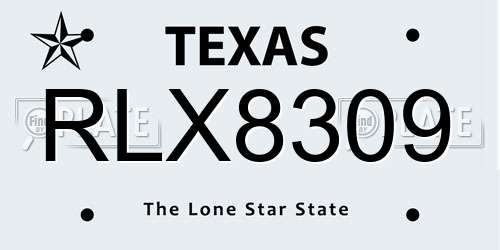 RLX8309 Texas License Plate