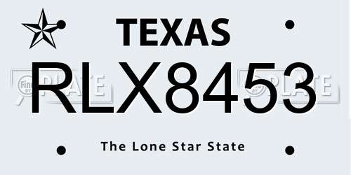 RLX8453 Texas License Plate