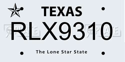RLX9310 Texas License Plate