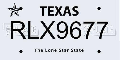 RLX9677 Texas License Plate