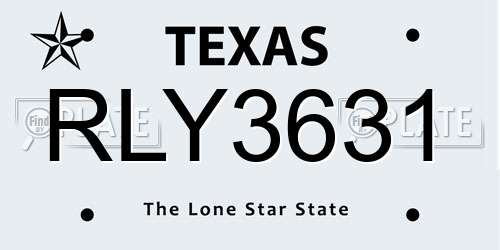 RLY3631 Texas License Plate