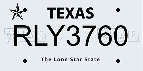 RLY3760 Texas License Plate