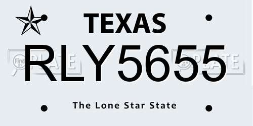 RLY5655 Texas License Plate