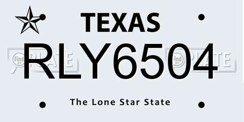 RLY6504 Texas License Plate