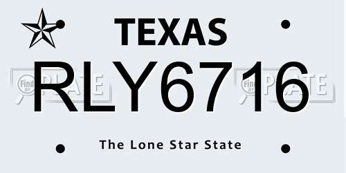 RLY6716 Texas License Plate