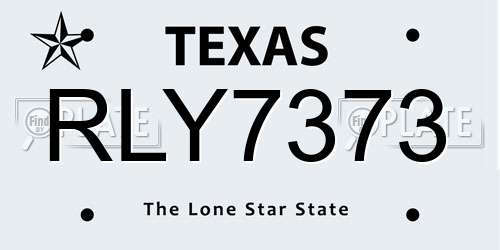 RLY7373 Texas License Plate