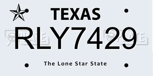 RLY7429 Texas License Plate