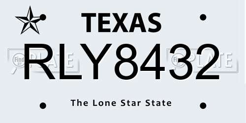 RLY8432 Texas License Plate