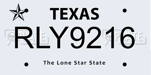 RLY9216 Texas License Plate