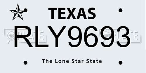 RLY9693 Texas License Plate