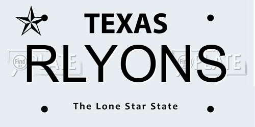 RLYONS Texas License Plate