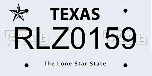 RLZ0159 Texas License Plate