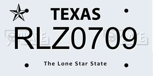 RLZ0709 Texas License Plate