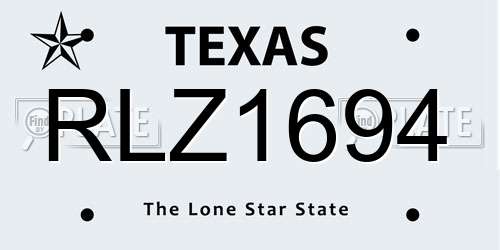 RLZ1694 Texas License Plate