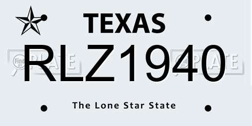 RLZ1940 Texas License Plate