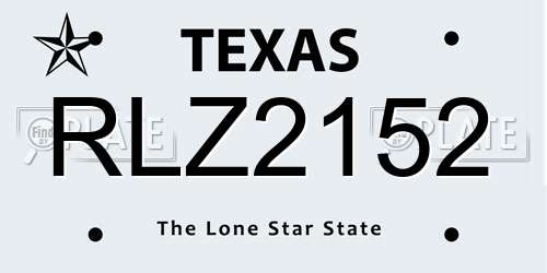 RLZ2152 Texas License Plate