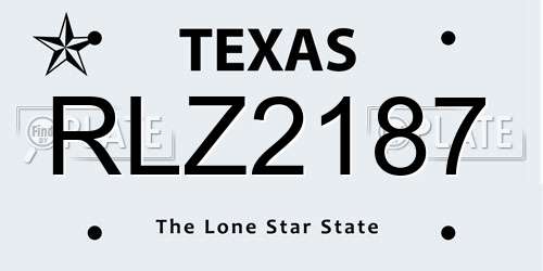 RLZ2187 Texas License Plate