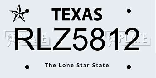 RLZ5812 Texas License Plate