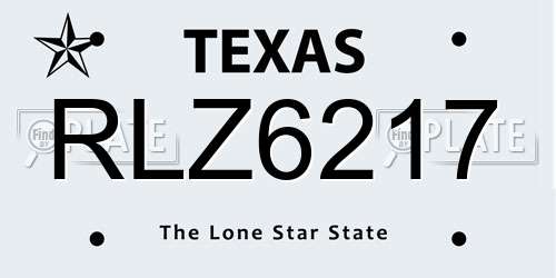 RLZ6217 Texas License Plate