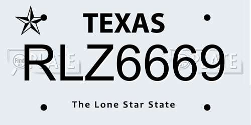 RLZ6669 Texas License Plate