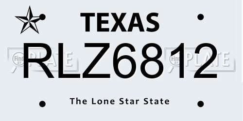 RLZ6812 Texas License Plate