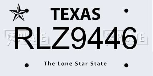 RLZ9446 Texas License Plate