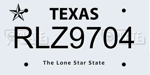 RLZ9704 Texas License Plate