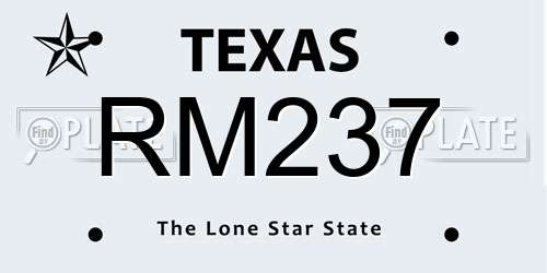 RM237 Texas License Plate