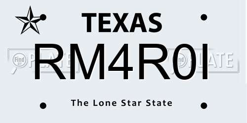 RM4R0I Texas License Plate