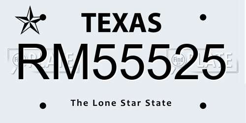RM55525 Texas License Plate