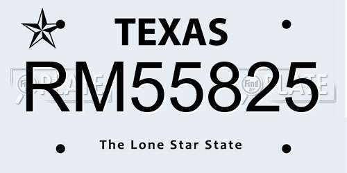 RM55825 Texas License Plate