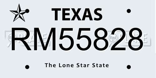 RM55828 Texas License Plate
