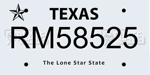 RM58525 Texas License Plate