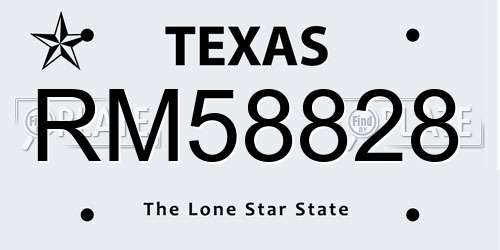 RM58828 Texas License Plate