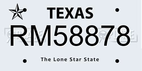 RM58878 Texas License Plate