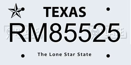 RM85525 Texas License Plate