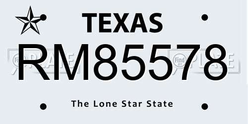 RM85578 Texas License Plate