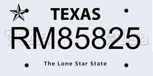 RM85825 Texas License Plate