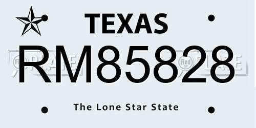 RM85828 Texas License Plate