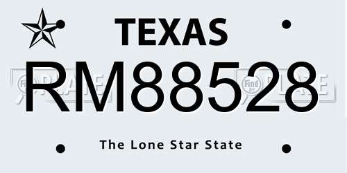 RM88528 Texas License Plate