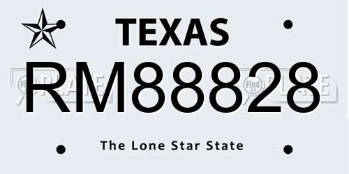 RM88828 Texas License Plate