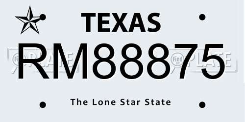 RM88875 Texas License Plate