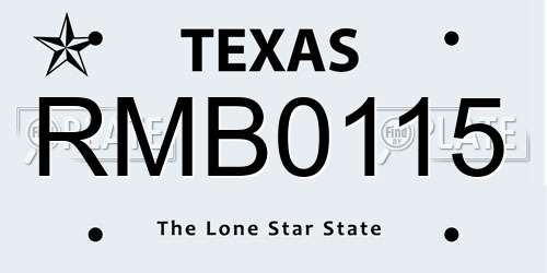 RMB0115 Texas License Plate