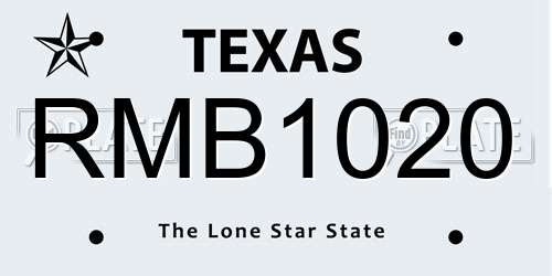 RMB1020 Texas License Plate