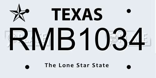 RMB1034 Texas License Plate