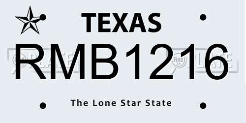 RMB1216 Texas License Plate