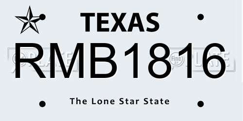 RMB1816 Texas License Plate